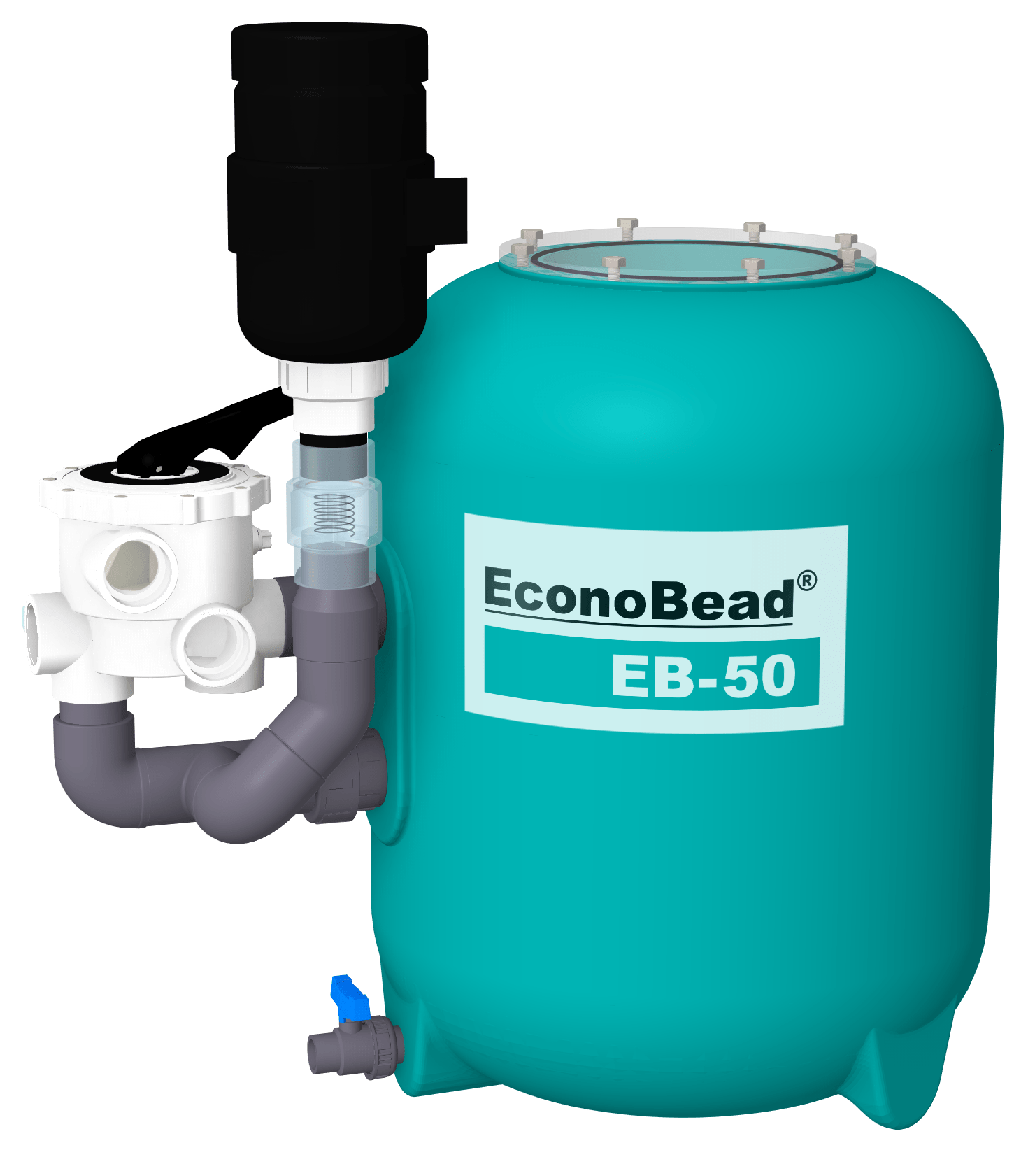 AquaForte EB50 section interne Ø50mm & vanne à 6voie 1½” AquaForte